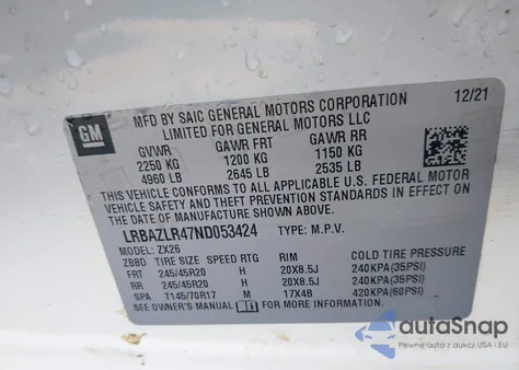 2022 Buick Envision Fwd Preferred from USA, damaged, VIN LRBAZLR47ND053424